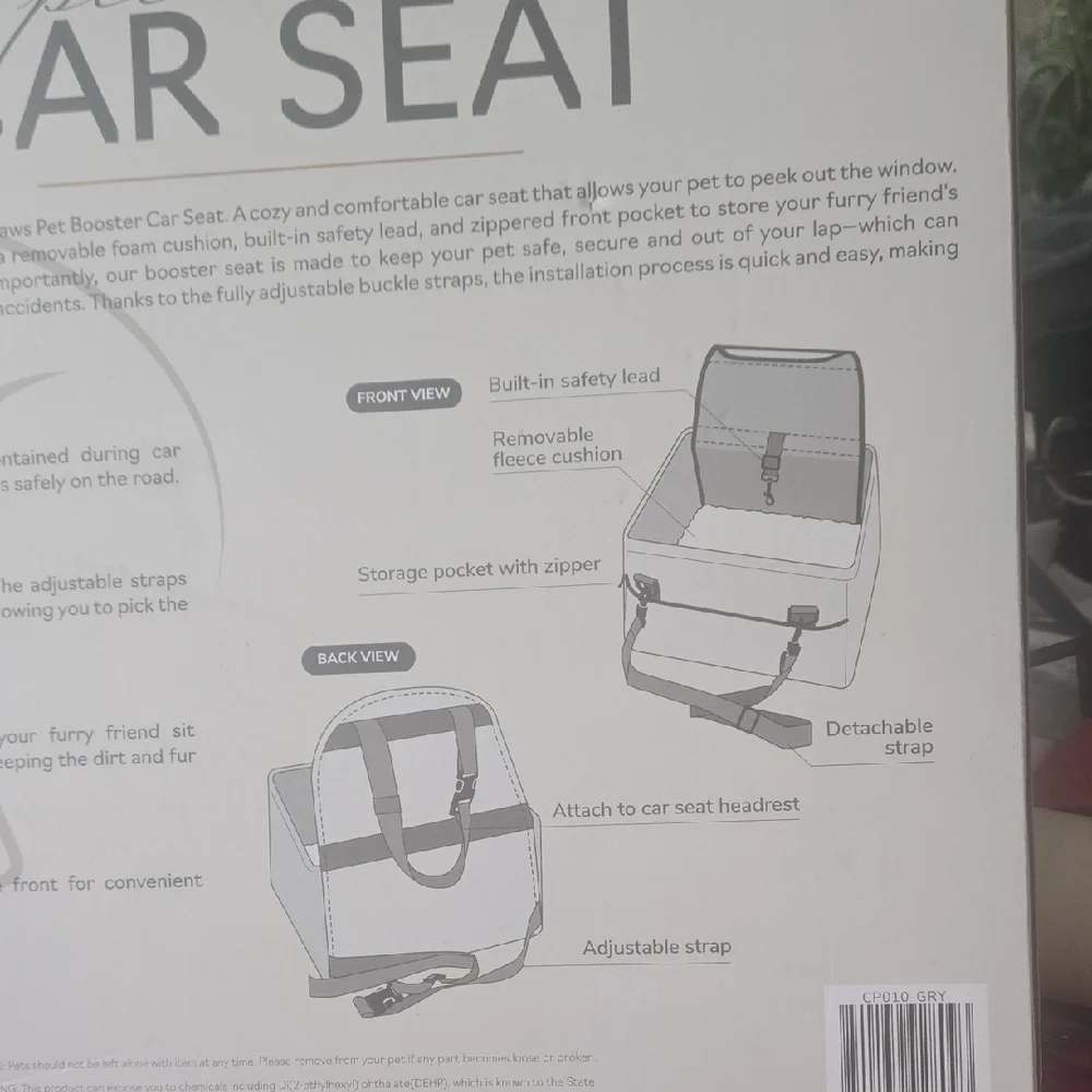Gray Pet Booster Car Seat